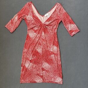 Diane von Furstenberg Vintage Dress Womens 6 Silk Sheath Stretch 3/4 Sleeve